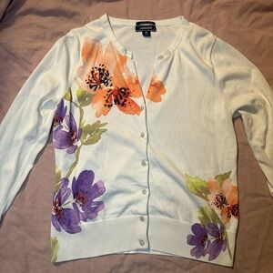 Lands End floral cardigan